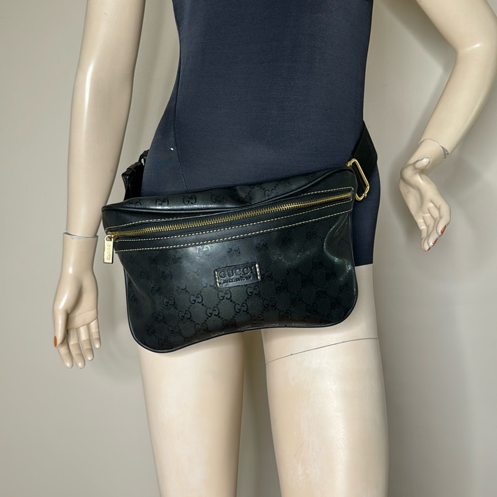 Gucci Black Monogram Belt Bag with Gold Hardware - Picture 14 of 16